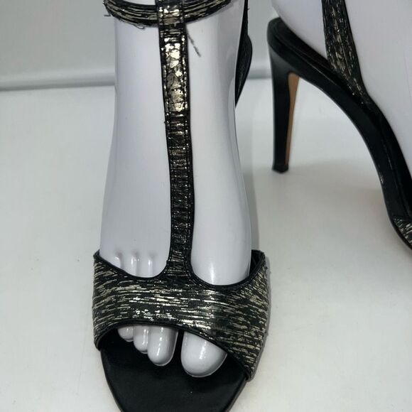 Vince Camuto T Strap Black and Metallic Pumps - Picture 2 of 9